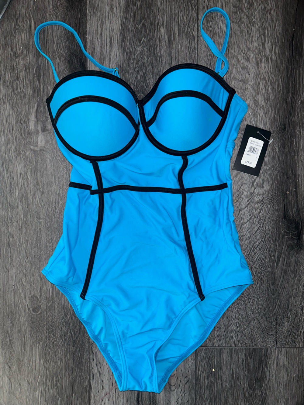 NWT Fredericks of Hollywood one piece blue swimsuit S small bathing suit swim